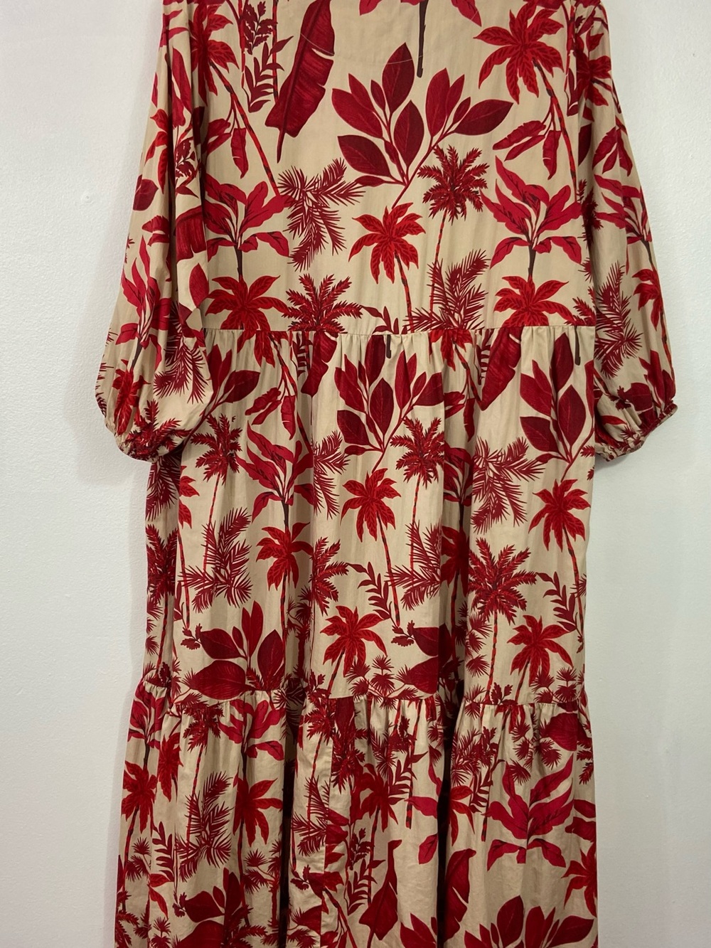Plus 1X Maeve x Anthropologie The Bettina tiered shirt dress in Red floral - Picture 6 of 11